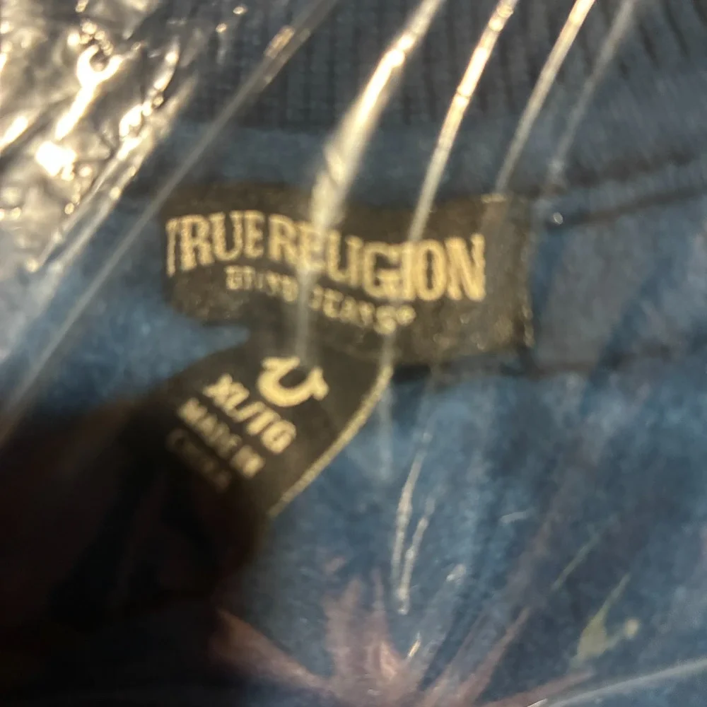 True Religion Men's XL Flock Logo Crewneck Sweatshirt Poseidon NWT